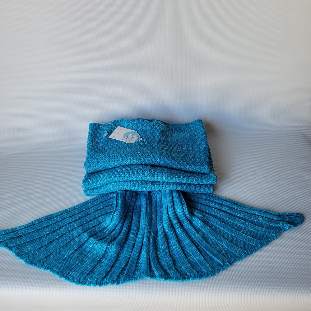 LAGHCAT Mermaid Tail Blanket Crochet Sleeping Blue